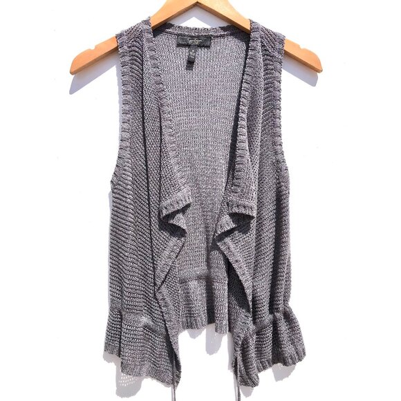 Jessica Simpson open front cardigan women S gray sleeveless racerback open weave - Picture 1 of 8